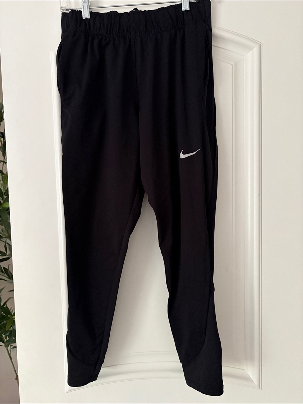 Nike Black Men's Thermafit Running Pants with White Swoosh